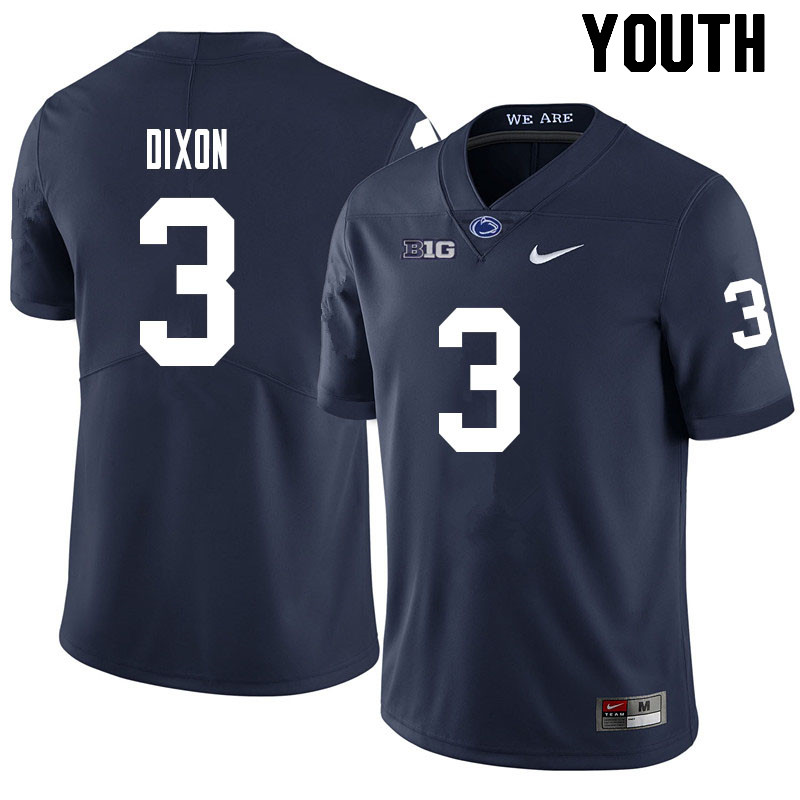 Youth #3 Johnny Dixon Penn State Nittany Lions College Football Jerseys Sale-Navy - Click Image to Close